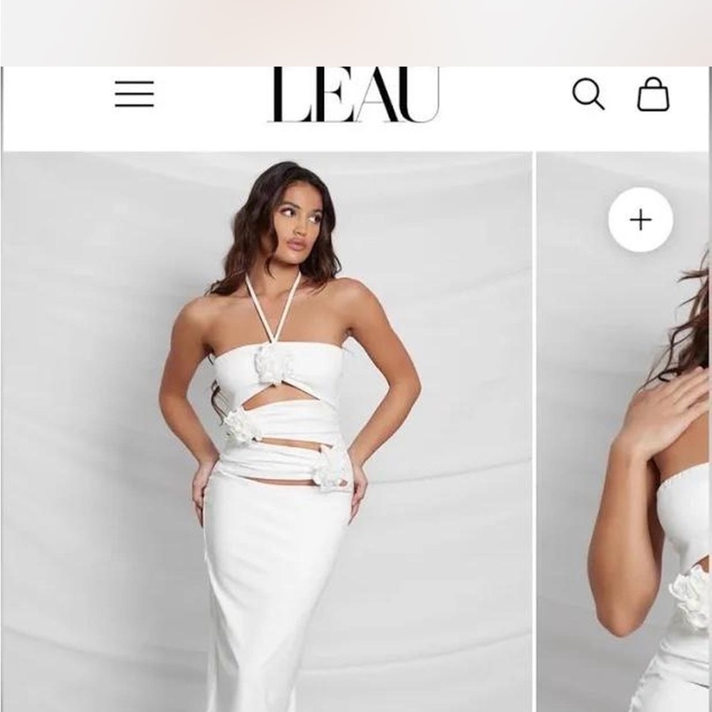 LEAU Fae Floral Cutout Maxi Dress White